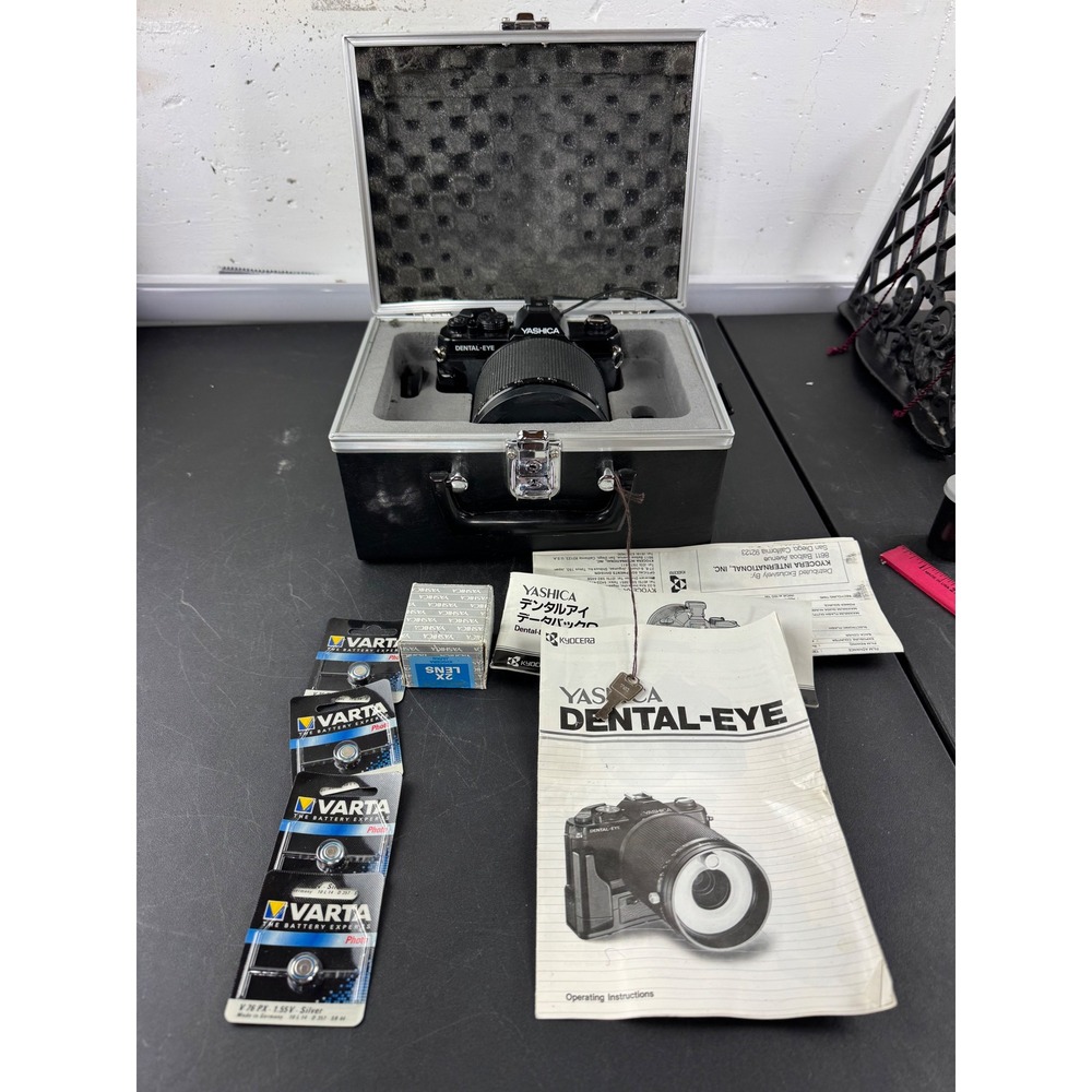 Yashica Dental-Eye 35mm SLR Film Camera Kit with 55mm Macro Lens Ring Flash Case